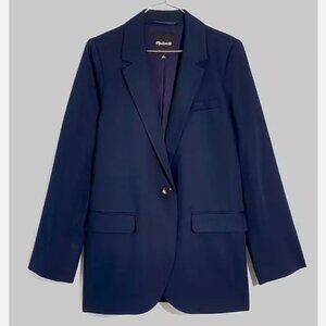 Madewell The Larsen Blazer in Drapeweave - Deep Indigo - Navy - XS
